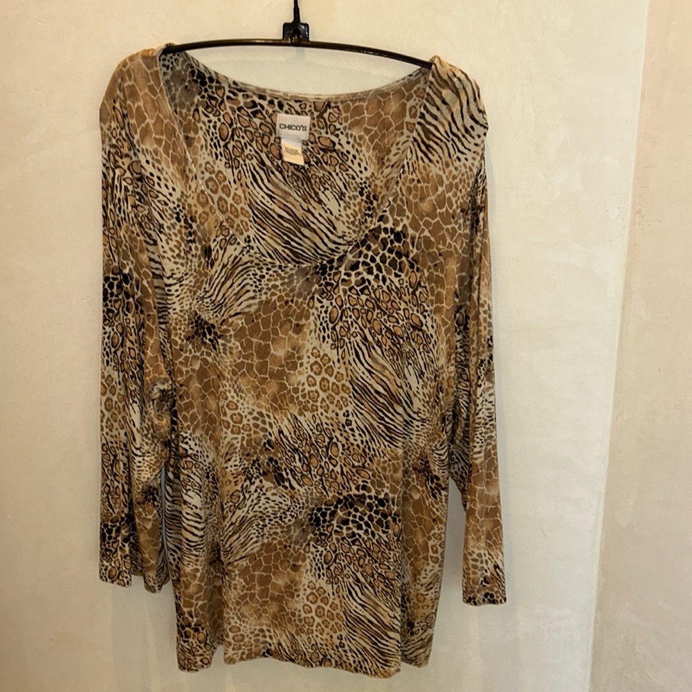 Chico’s Long Sleeved Animal Print Top